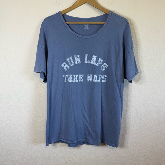 OFFLINE By Aerie Unstoppable Oversized T-Shirt Blue Run Laps Take Naps Size LG - Picture 2 of 13